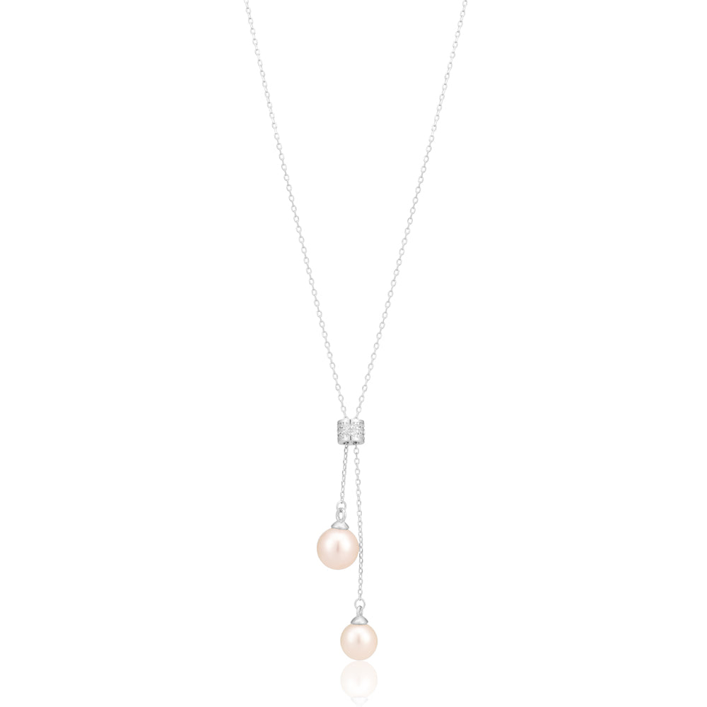 Freshwater Pearl & Zirconia Sterling Silver Chain