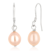 Load image into Gallery viewer, Pink 6x8mm Freshwater Pearl Drop Earrings