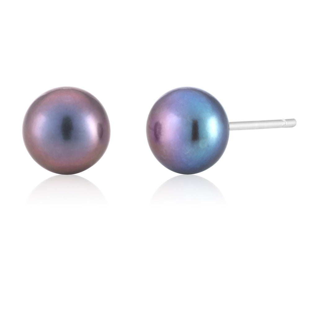 Solid 925 Sterling Silver Cocktail Ring – Twin White & Black-Blue Freshwater Pearl