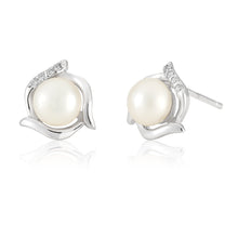 Load image into Gallery viewer, White 9x10mm Freshwater Pearl Stud Earrings