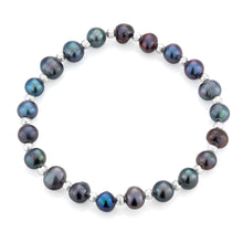 Load image into Gallery viewer, Grey 6-6.5 mm Freshwater Pearl and Sterling Silver Bead Bracelet