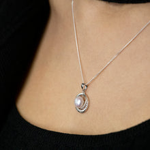 Load image into Gallery viewer, Freshwater Pearl and Ziconia Earrings and Pendant Gift Boxed Set. Includes Chain.
