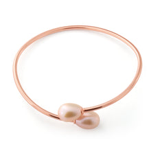 Load image into Gallery viewer, Sterling Silver Rose Gold Plated 8-10mm Freshwater Pearl Bangle