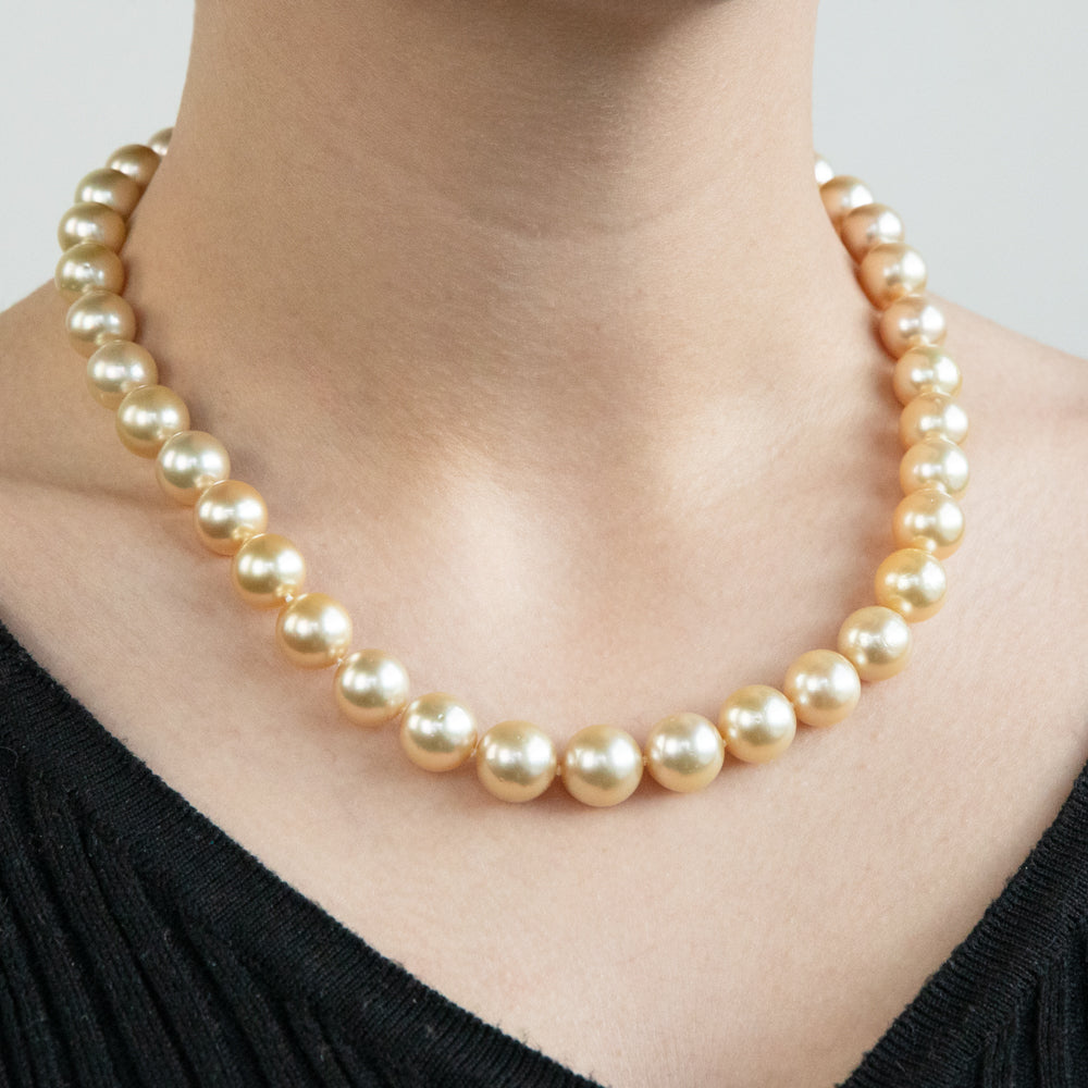 Golden South Sea 9-12mm Graduated Pearl 45cm Strand with 9ct Gold Clasp