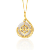 9ct 13-15mm White South Sea Pearl and Diamond Pendant on 45cm Chain