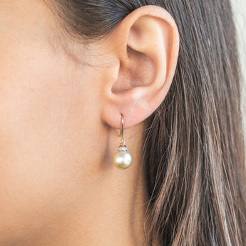 9ct Golden South Sea and Diamond Earrings