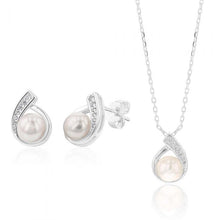 Load image into Gallery viewer, Sterling Silver Boxed Freshwater Pearl and Zirconia Set on Chain