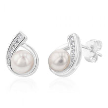 Load image into Gallery viewer, Sterling Silver Boxed Freshwater Pearl and Zirconia Set on Chain