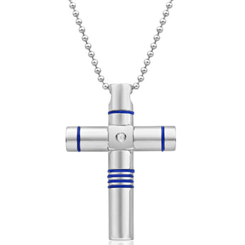 Forte Stainless Steel Cubic Zirconia Pendant With 50cm Chain