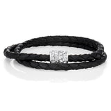 Stainless Steel Crystal Double Wrap Fancy Bracelet