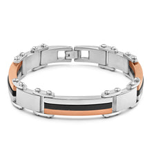 Load image into Gallery viewer, Forte Rose Gold Plated Stainless Steel Two Tone Gents Bracelet 22cm