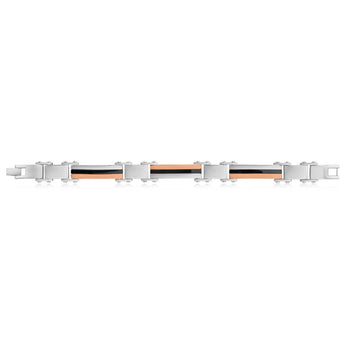 Forte Rose Gold Plated Stainless Steel Two Tone Gents Bracelet 22cm