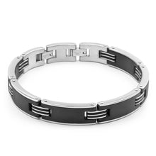 Load image into Gallery viewer, Forte Stainless Steel Black Link 21cm Gents Bracelet