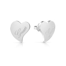 Load image into Gallery viewer, Guess Silver Plated Love Heart Stud Earrings