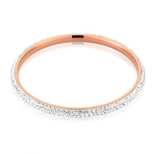 Load image into Gallery viewer, Rose Gold Plated Stainless Steel Crystal Bangle 65mm