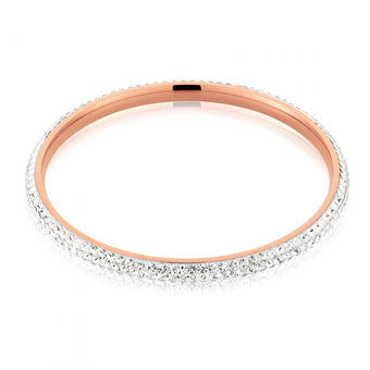 Rose Gold Plated Stainless Steel Crystal Bangle 65mm