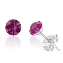 Load image into Gallery viewer, Stainless Steel Crystal Studs Set of 3 - White Aqua Fucshia
