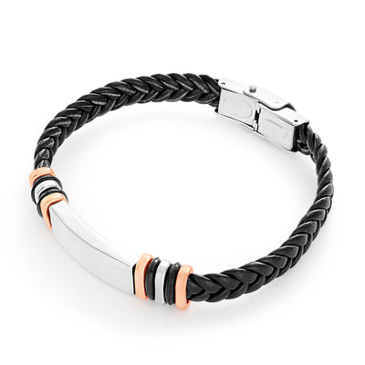 Leather bracelet for men with stainless steel magnetic closure | serasar.de