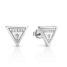 Load image into Gallery viewer, Guess Rhodium Plated Triangle Stud Earrings