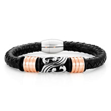 Load image into Gallery viewer, Stainless Steel &#39;Forte&#39; Black Woven  Leather Gents Bracelet