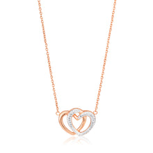 Load image into Gallery viewer, Rose Gold Plated Stainless Steel Crystal Double Heart Pendant with 43cm + 6.5cm Chain