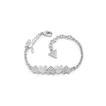 Load image into Gallery viewer, GUESS Silver Plates Fancy Hearts and Logo Bracelet