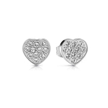 Load image into Gallery viewer, GUESS Silver Plated Small Pave Heart Studs
