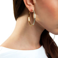 Load image into Gallery viewer, GUESS Gold Plated 50mm Front Crystal Hoops
