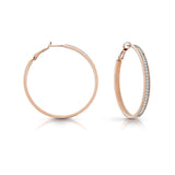GUESS Rose Plated 50mm Front Crystal Pave Hoops