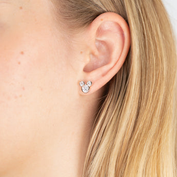 Couture Kingdom Disney Rose Gold Plated Mickey Mouse Crystal Stud Earrings
