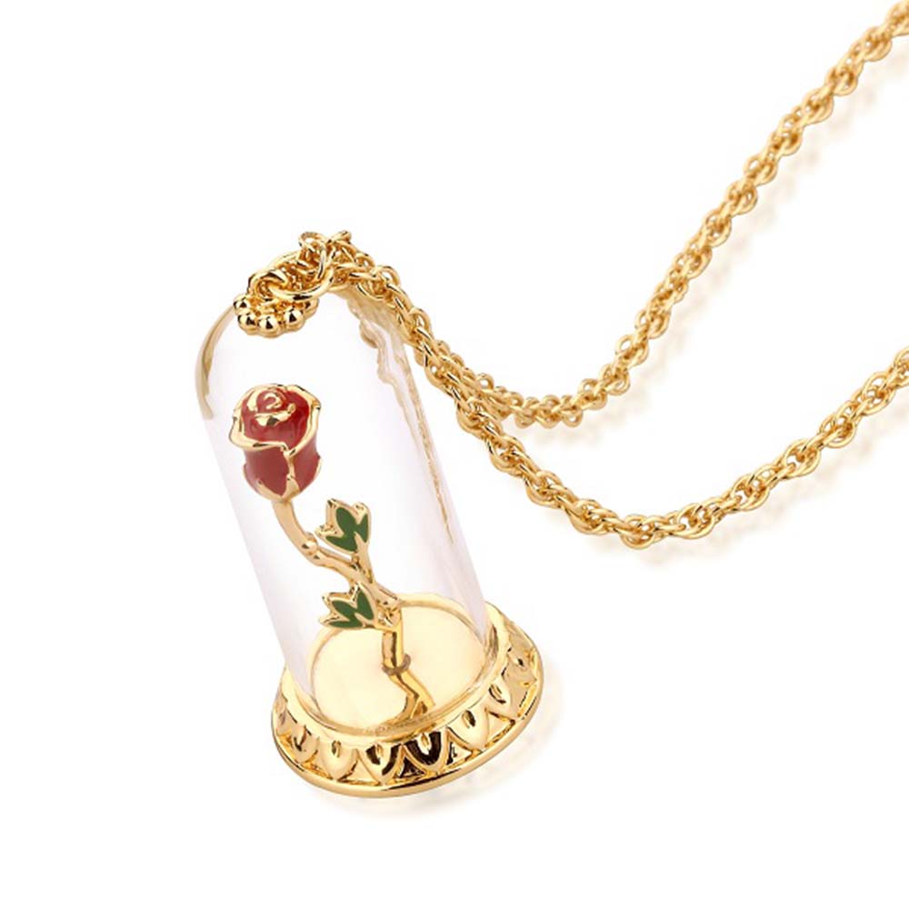 DISNEY Beauty and the Beast Enchanted Rose Necklace