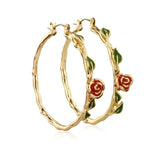 Couture Kingdom Disney Beauty and the Beast Enchanted Rose Hoop Earrings