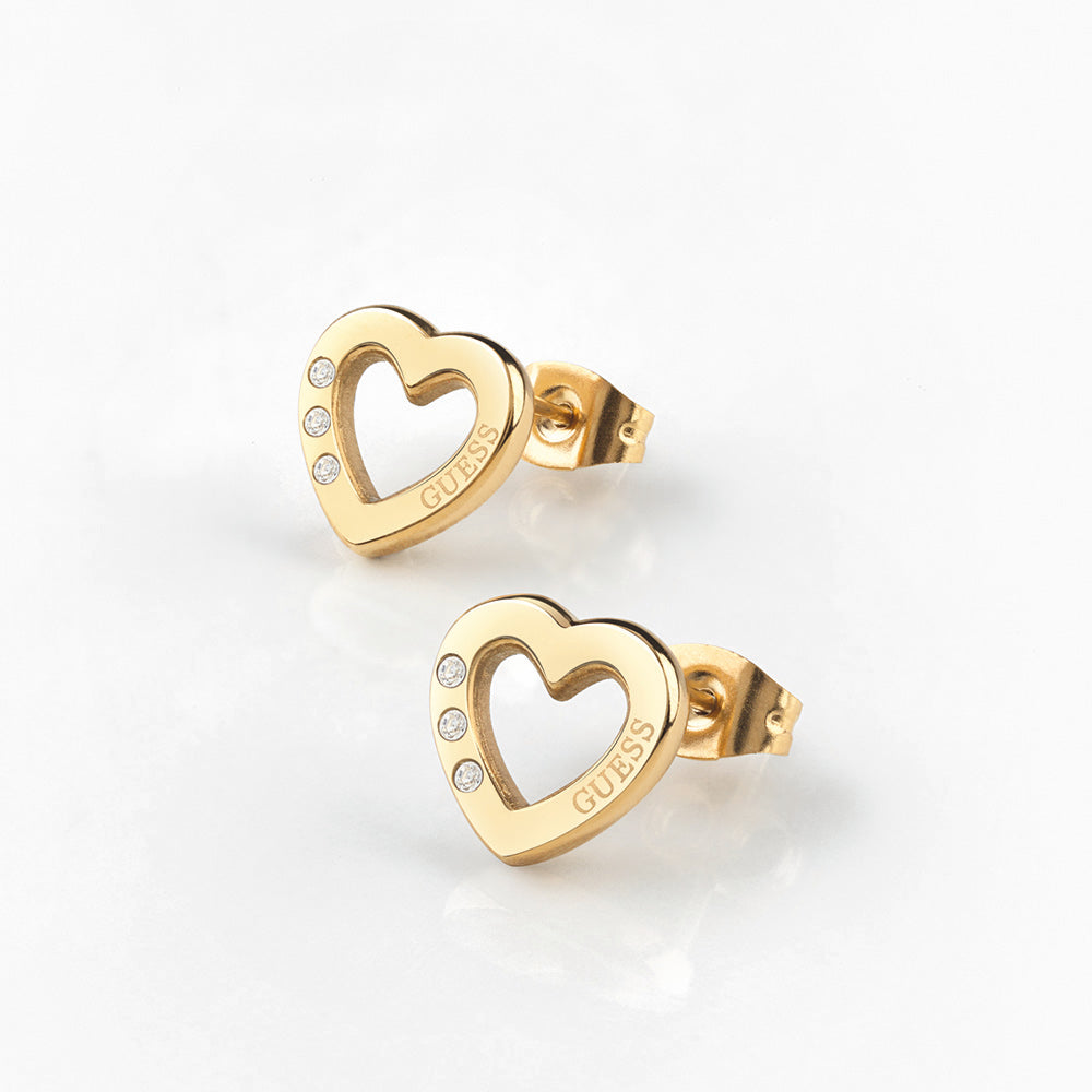 GUESS Gold Plated Heart Stud Earrings