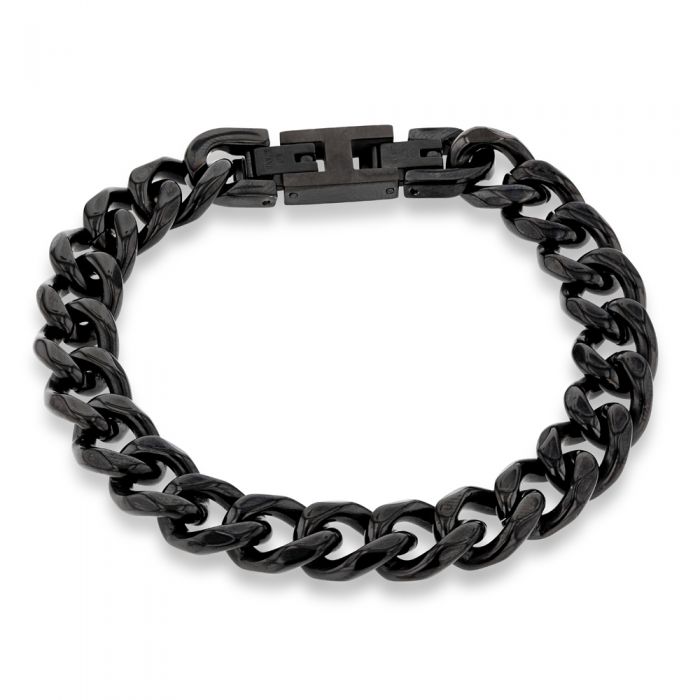 Stainless Steel Reversible Black/SteelCurb Bracelet