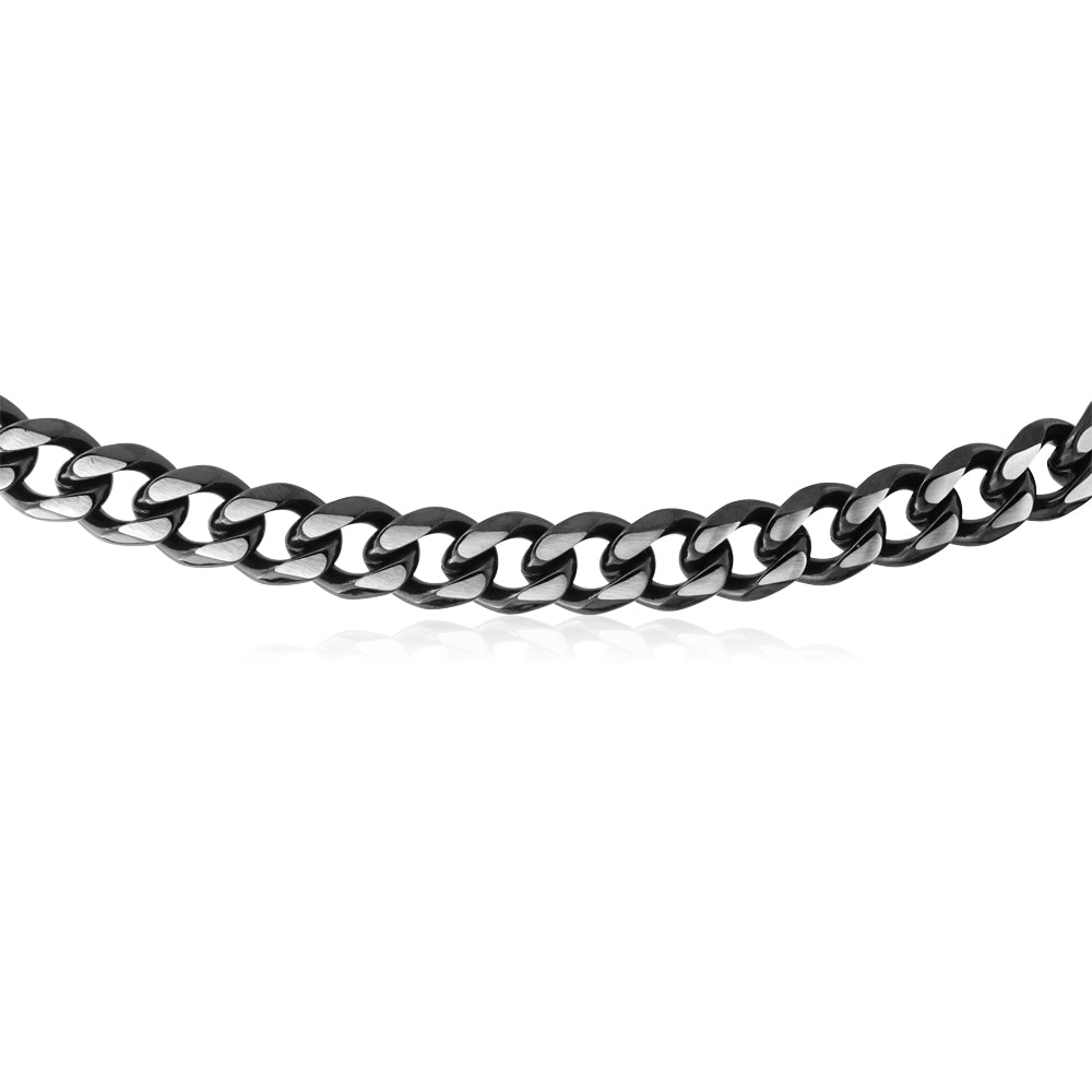 55cm Stainless Steel Reversible Black/Steel Curb Chain