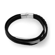 Load image into Gallery viewer, Stainless Steel and Leather Multi Strap Bracelet