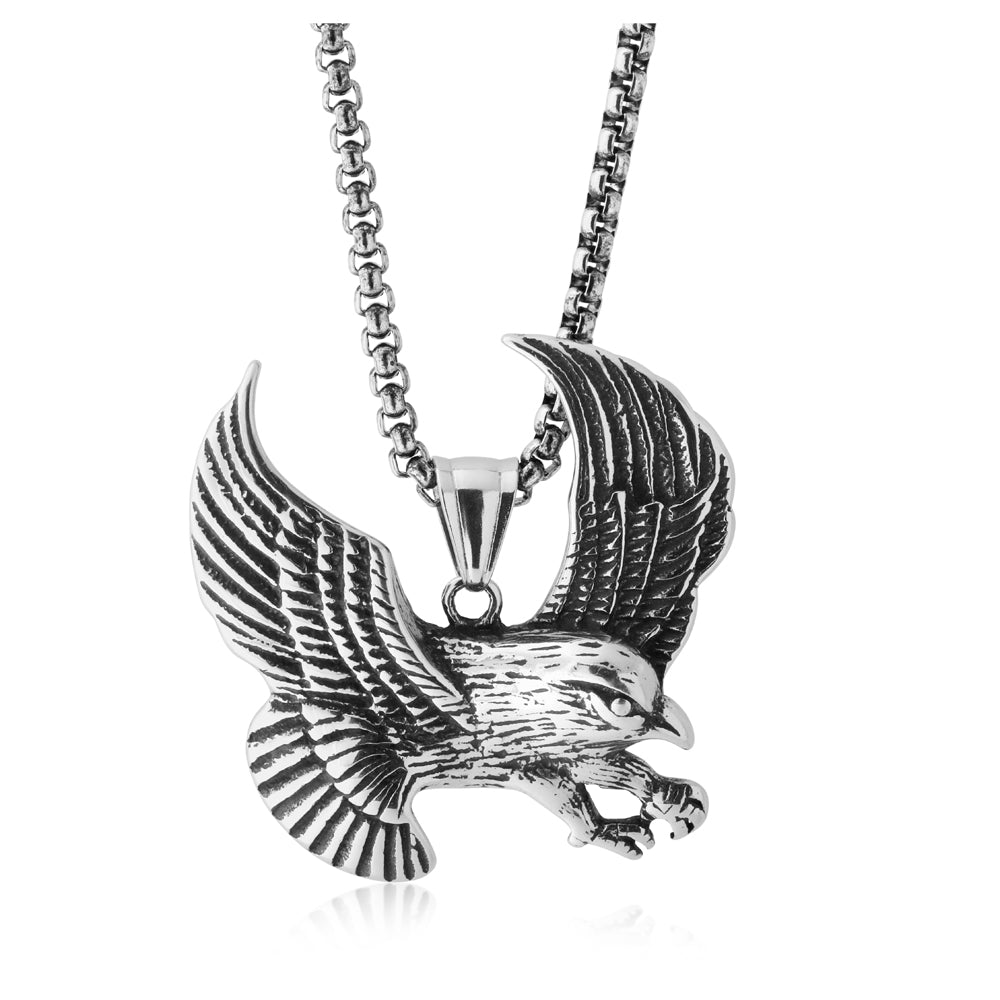 Stainless Steel Eagle Pendant with 50cm Chain Grahams Jewellers