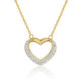 Stainless Steel Yellow Gold Plated Crystal Heart Pendant with Chain