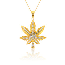 Load image into Gallery viewer, Stainless Steel Gold Plated Hemp Leaf Pendant