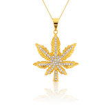 Stainless Steel Gold Plated Hemp Leaf Pendant