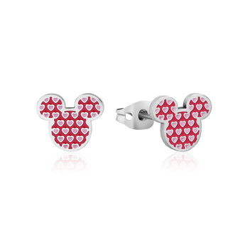 Couture Kingdom Disney Stainless Steel 11mm Minnie Mouse Pink Heart Stud Earrings