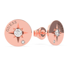 Load image into Gallery viewer, GUESS Engr Compass &amp; Crystal Stud Earring SST+RGP