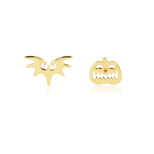 Load image into Gallery viewer, DISNEY The Night Before Christmas Gold Plated Jack Skellington Pumpkin and Bat Studs