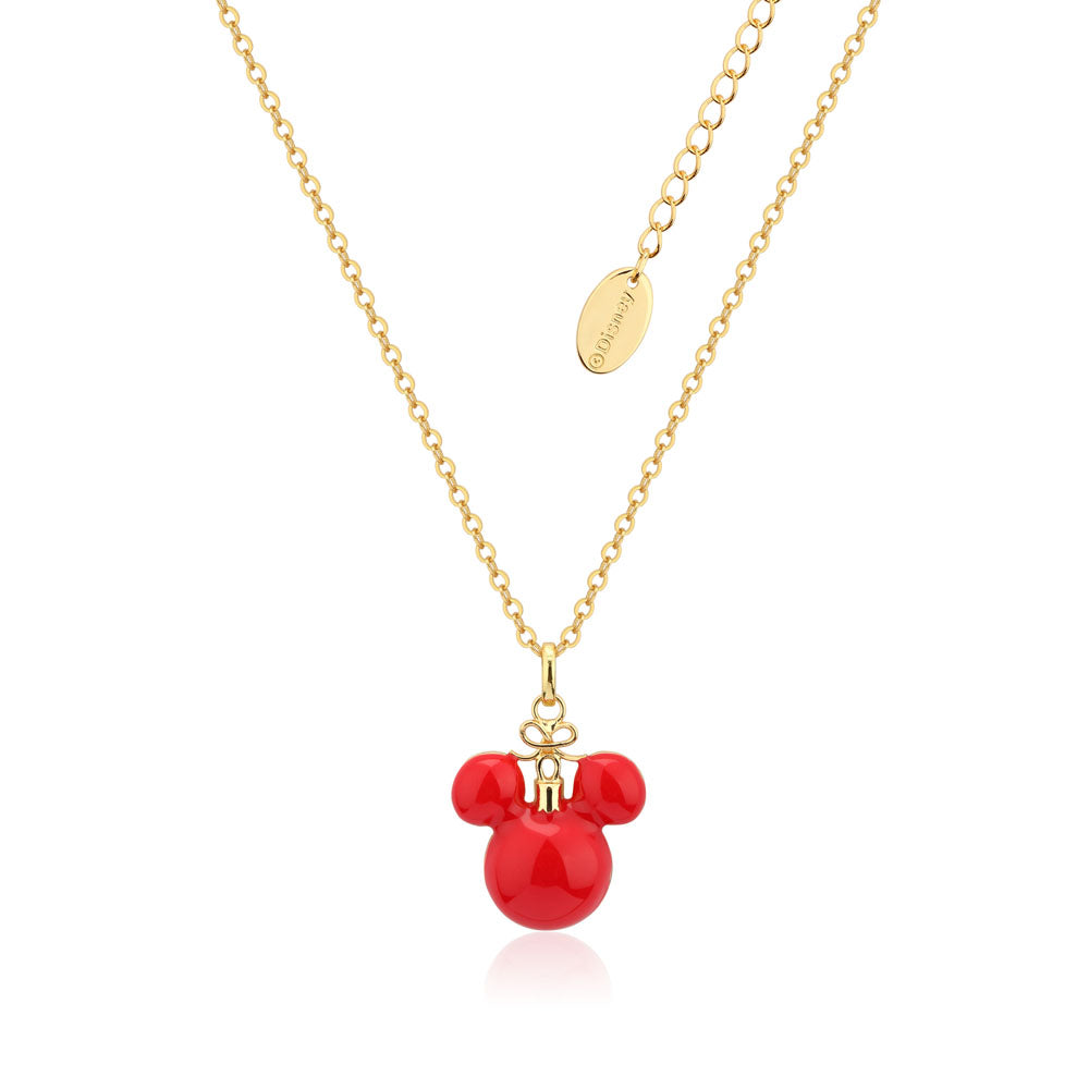 Disney Mickey Red Christmas Bauble Necklace on Chain Gold Plated