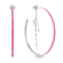 Load image into Gallery viewer, GUESS Stainless Steel 60mm Pink Enamel Hoop Earrings
