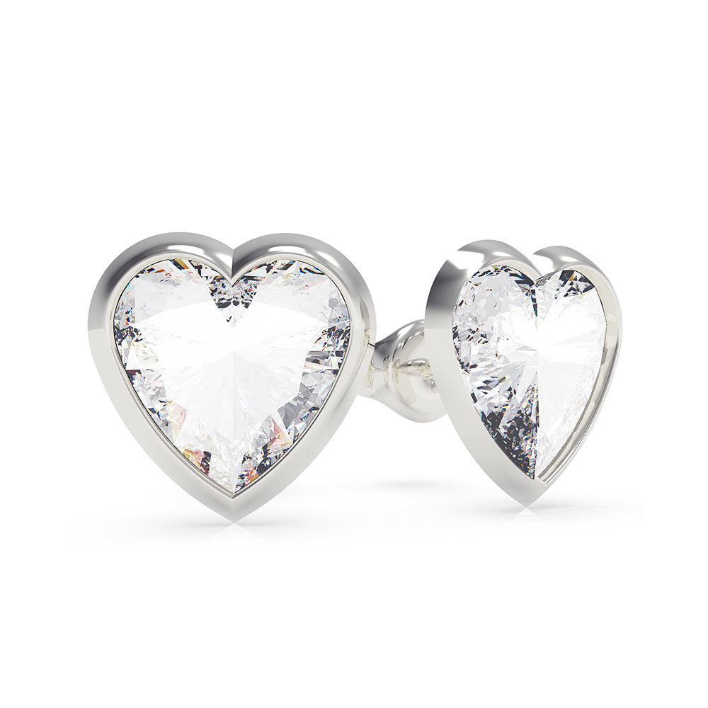 GUESS Stainless Steel Crystal Heart Stud Earrings