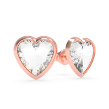 Load image into Gallery viewer, GUESS Rose Gold Plated Sterling Silver Crystal Heart Stud Earrings