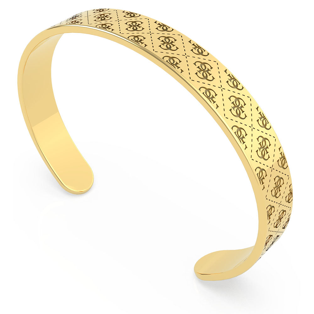 GUESS Gold Plated Stainless Steel 8mm 4G Pattern Bangle