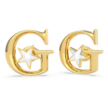 Load image into Gallery viewer, GUESS Gold Plated Stainless Steel 15mm G Logo Star Stud Earrings