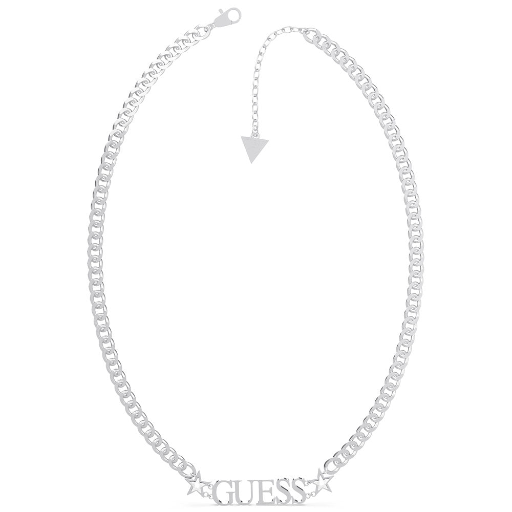 GUESS Stainless Steel 16-18" Logo & Stars Chain
